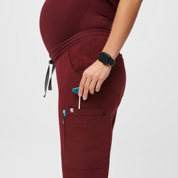 Women's Burgundy Yola™ Maternity - Slim Scrub Pants