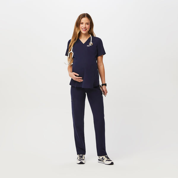 women's Navy Yola™ Maternity - Petite Slim Scrub Pants