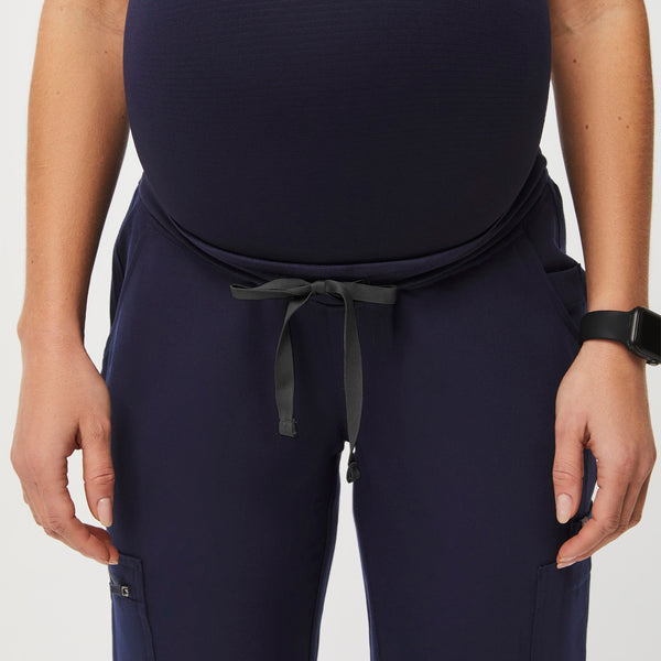 women's Navy Yola™ Maternity - Petite Slim Scrub Pants