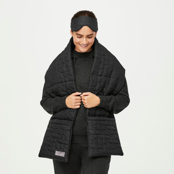Quilted Puffer Scarf + Eye Mask