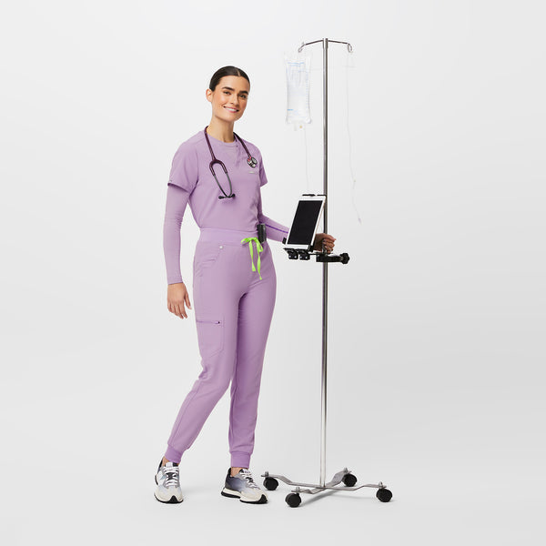 women's Lavender Dew High Waisted Zamora™ - Tall Jogger Scrub Pants (3XL - 6XL)