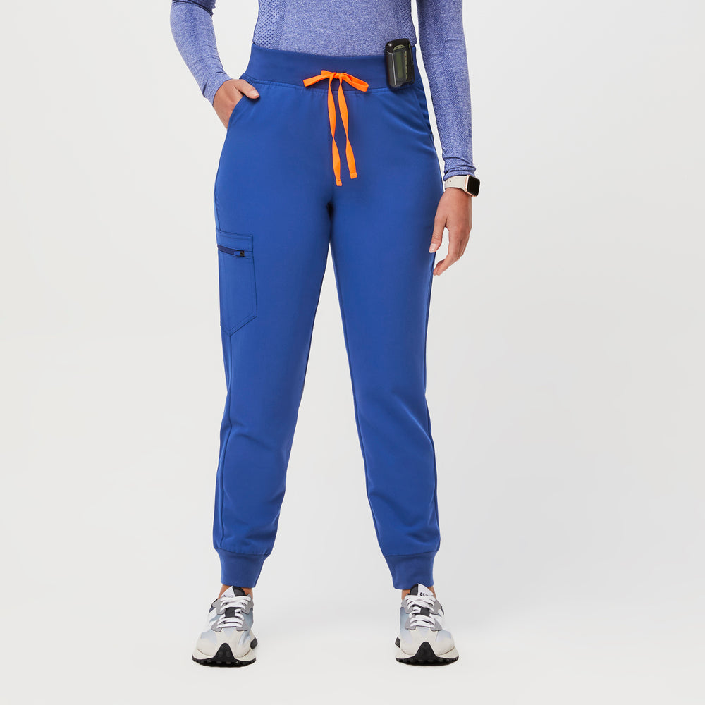 women's Winning Blue High Waisted Zamora™ - Jogger Scrub Pants (3XL - 6XL)