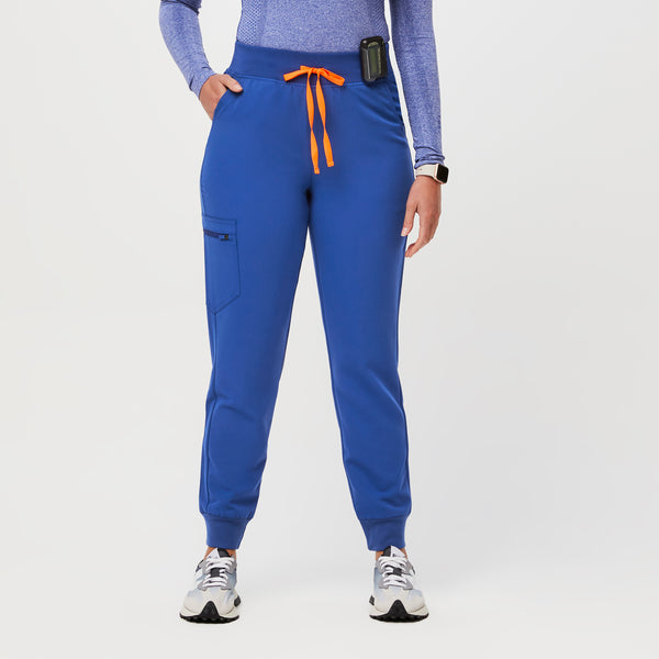 women's Winning Blue High Waisted Zamora™ - Petite Jogger Scrub Pants (3XL - 6XL)
