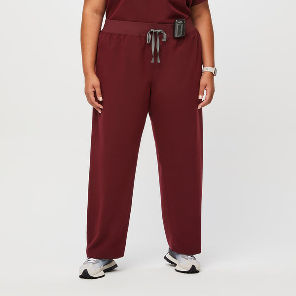 women's Burgundy High Waisted Livingston™ - Tall Basic Scrub Pants (3XL - 6XL)