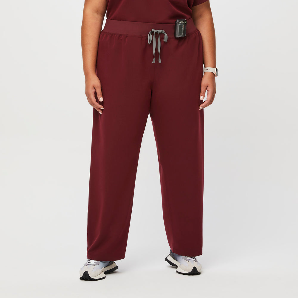 women's Burgundy High Waisted Livingston™ - Basic Scrub Pants (3XL - 6XL)