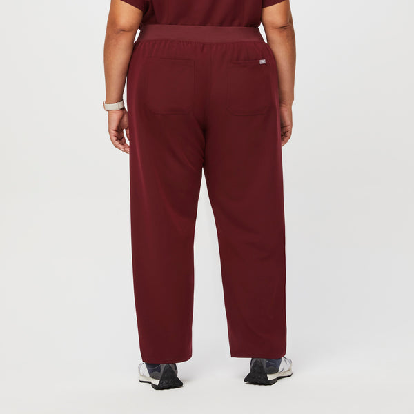 women's Burgundy High Waisted Livingston™ - Petite Basic Scrub Pants (3XL - 6XL)