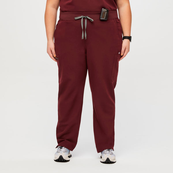 women's Burgundy High Waisted Yola™ - Tall Skinny Scrub Pants (3XL - 6XL)