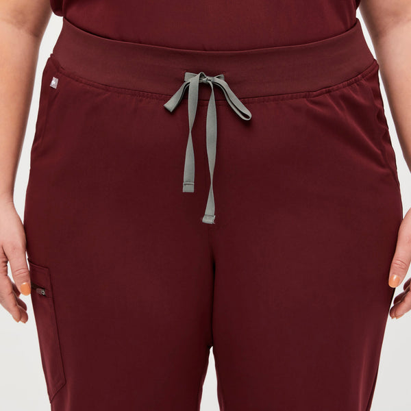 women's Burgundy High Waisted Zamora™ - Petite Jogger Scrub Pants (3XL - 6XL)