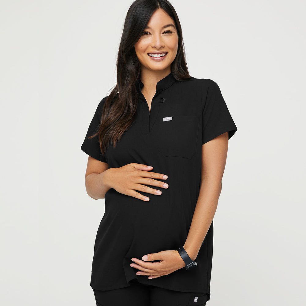 Women's Black Kitale Maternity - Scrub Top