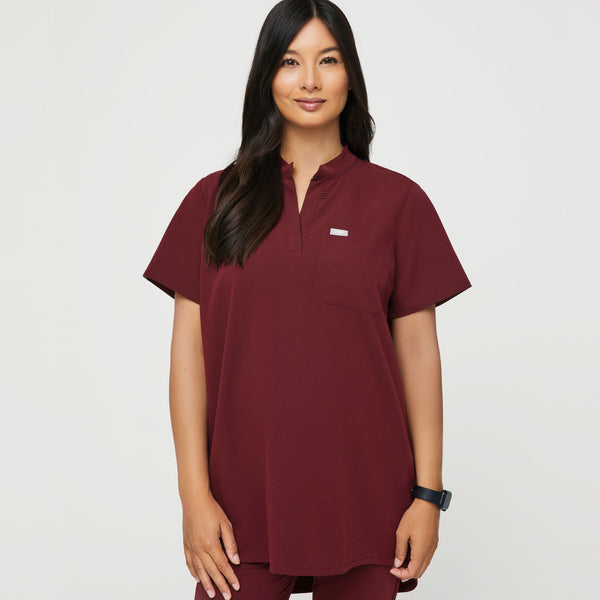 Women's Burgundy Kitale Maternity - Scrub Top