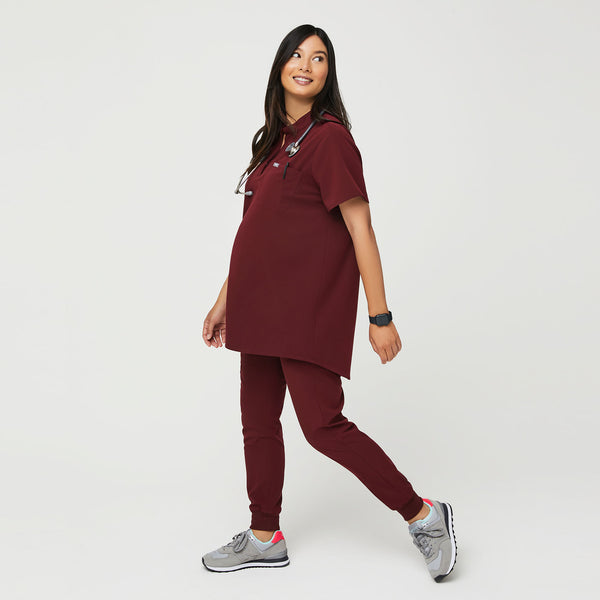 Women's Burgundy Kitale Maternity - Scrub Top