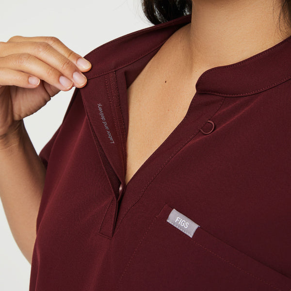 Women's Burgundy Kitale Maternity - Scrub Top