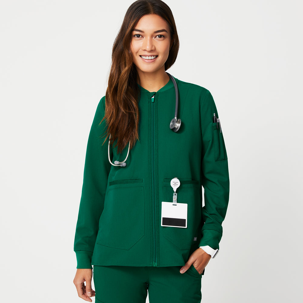women's Hunter Green Bellery - Scrub Jacket