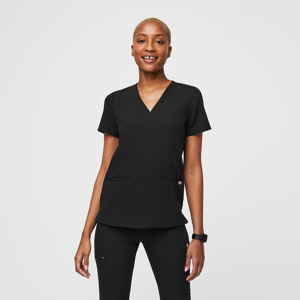 Women's Black Casma™ - Three-Pocket Scrub Top
