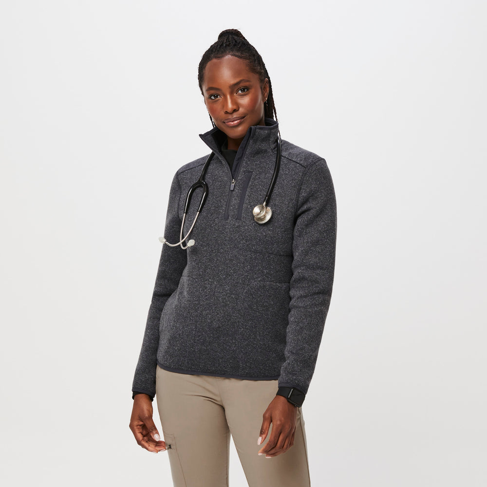 women's Heather Dark Charcoal On-Shift™ Half Zip - Sweater Knit