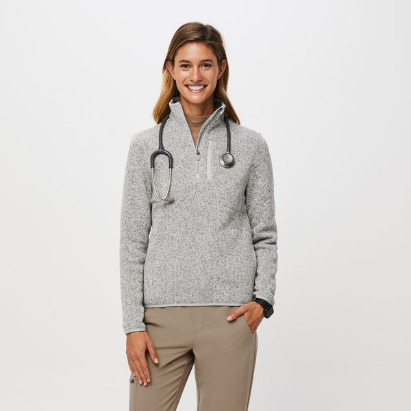 women's Heather Light Grey On-Shift™ Half Zip - Sweater Knit