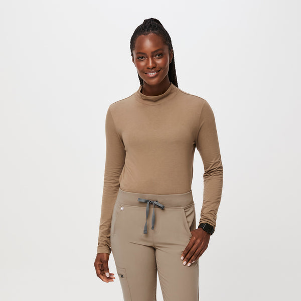 Women's Light Oak Mock Neck - Longsleeve