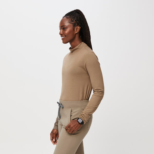 Women's Light Oak Mock Neck - Longsleeve