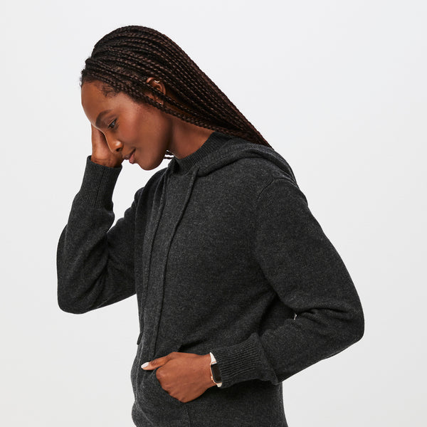 women's Heather Black Off-Shift™ Merino - Relaxed Hoodie Sweatshirt