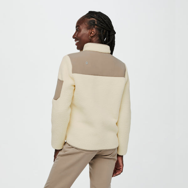 women's Oatmeal/Latte On-Shift™ Color Blocked - Sherpa Fleece Jacket