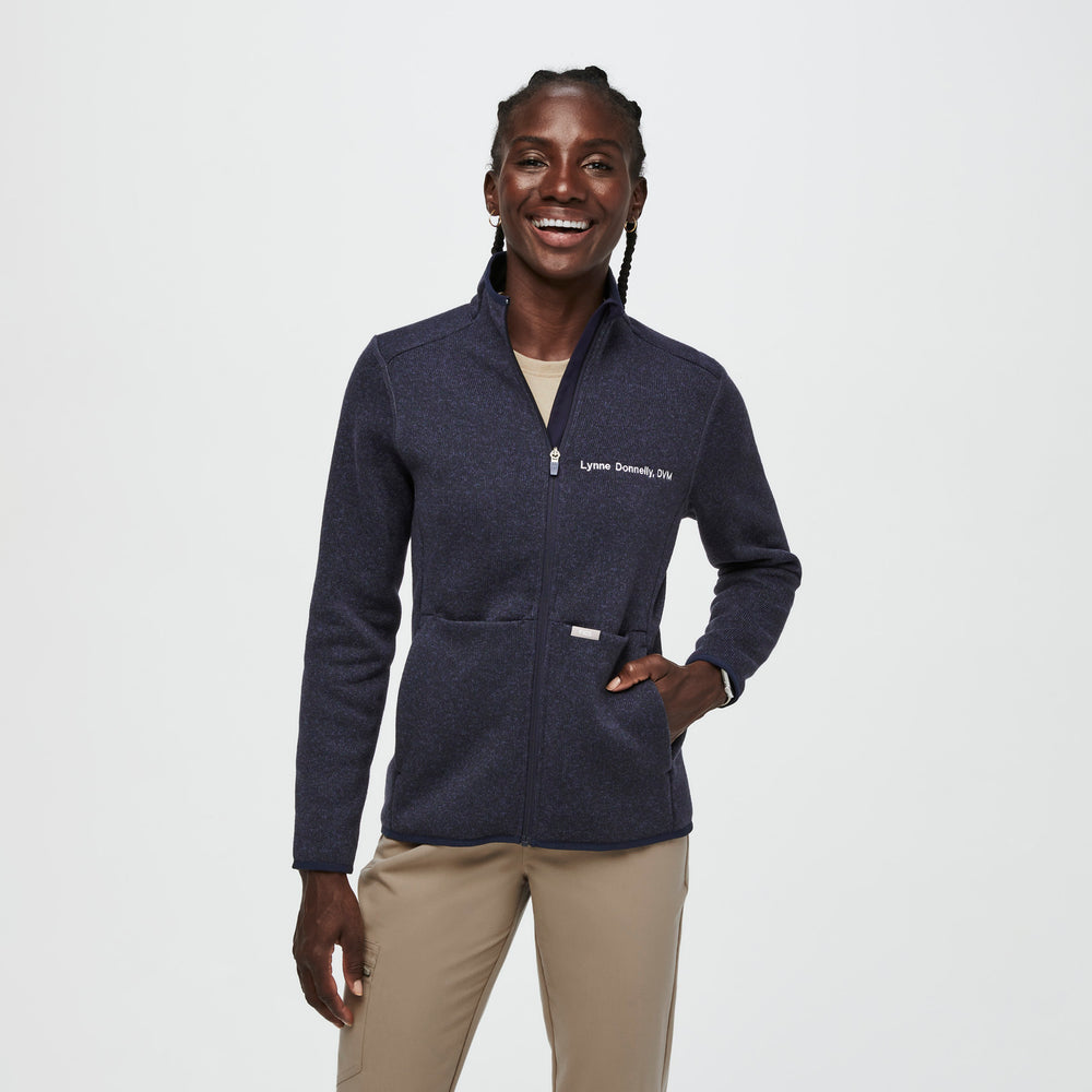 women's Heather Navy On-Shift™ - Sweater Knit Jacket